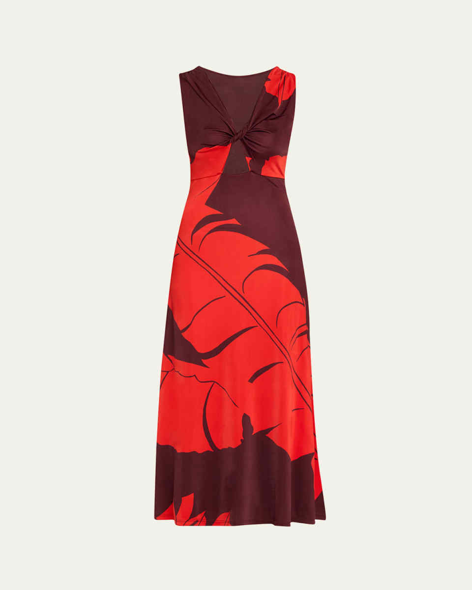 Deep Heart Twisted Cutout Ankle Dress